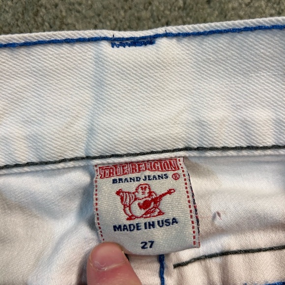 Vintage True Religion Jeans Made In USA White Y2K Size 27 Skinny Straight - Picture 4 of 5